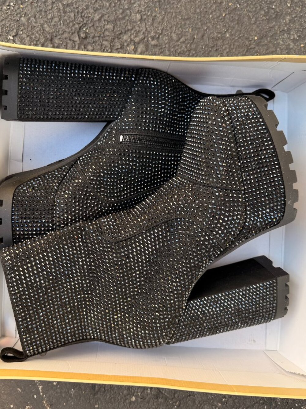 New Michael Kors Black Sparkly Platform Ankle Boots Woemn's Size 8